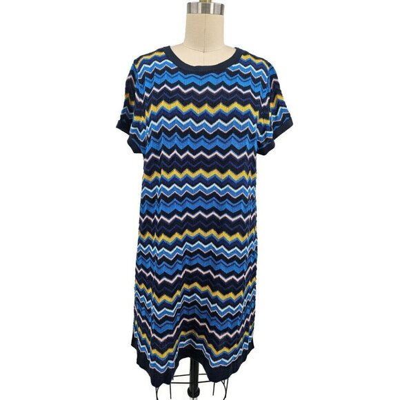 NWOT Missoni for Target Short Knit Dress Womens XL Navy Yellow Chevron - Picture 2 of 7